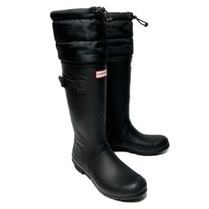 Hunter Original Black Quilted Cuff Tall Rain Boot, 9